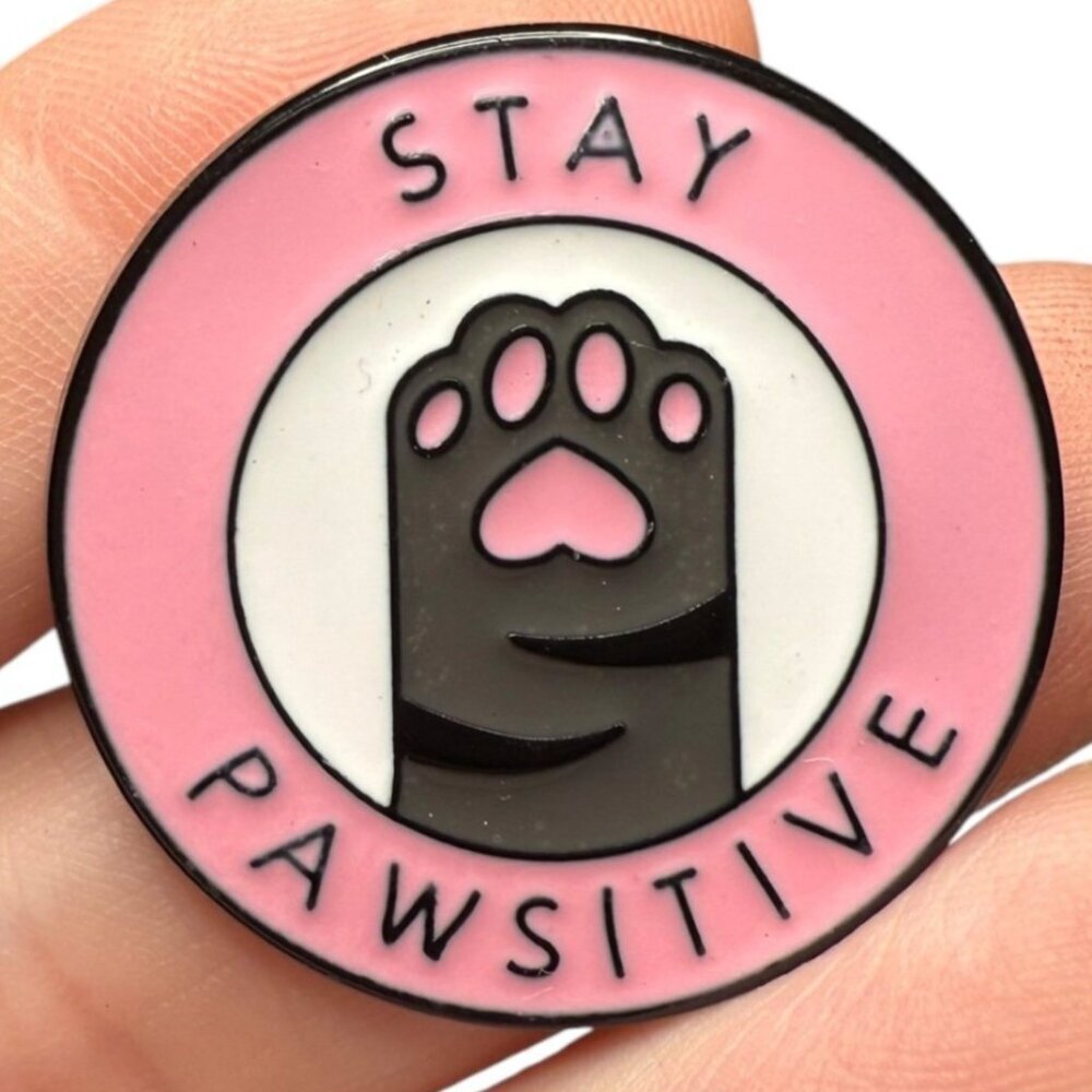 NIP Stay Pawsitive Enamel Pin - Picture 1 of 3